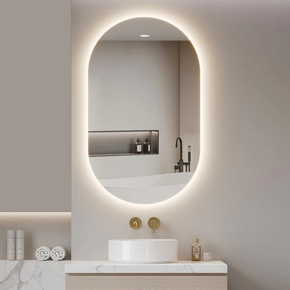 Modern Design Smart Wall Mirror Arch Shape with LED Illuminated Touch Control Moisture Proof for Home Apartment Villa Bathroom