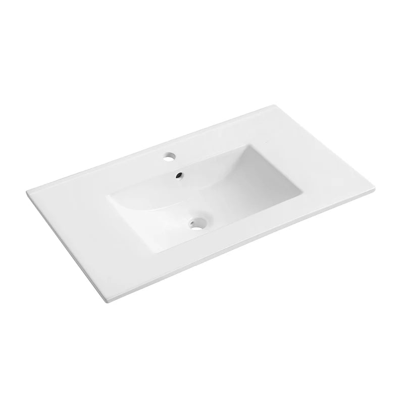 Modern 750mm White Ceramic Vanity Basin Thin Edge Rectangular Bathroom Sink for Hotels Washrooms Apartments with 3-Year Warranty