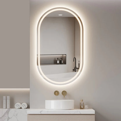 Modern Design Smart Wall Mirror Arch Shape with LED Illuminated Touch Control Moisture Proof for Home Apartment Villa Bathroom