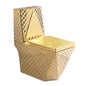 Luxury Square Dual-Flush One Piece Ceramic Toilet with Gold Finish Floor Mounted 5 Year Warranty