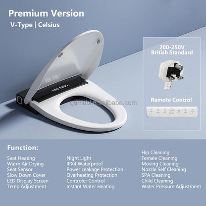 Smart Toilet Seat Ultra Slim Automatic Cover Electric Bidet Lid Soft Close Adaptable Intelligent Heated Wc Toilet Seat
