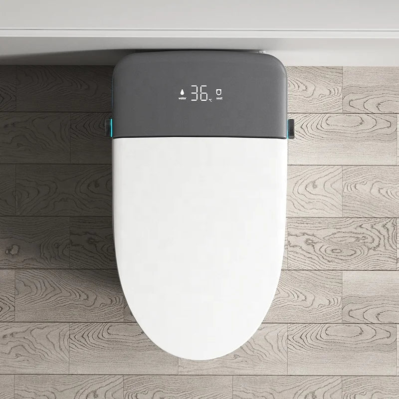 High Quality Automatic Ceramic Elongated Smart Toilet Remote Control Heated Seat Air-Drying Features S-trap Floor Mounted