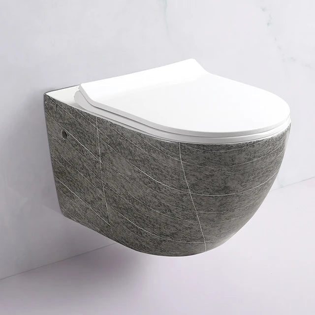 Modern Villa Suspended P Trap Ceramic Wall Hung Rimless Flushing Bidet Toilet Set with Concealed Tank