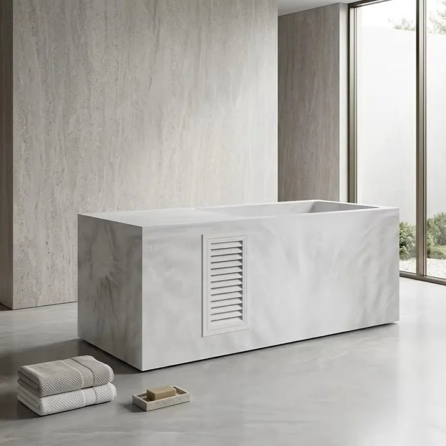 Grey White Texture Acrylic Cold Plunge Freestanding Integrated 1.5HP Cooling Chiller Machine All in One Ice Bathtub