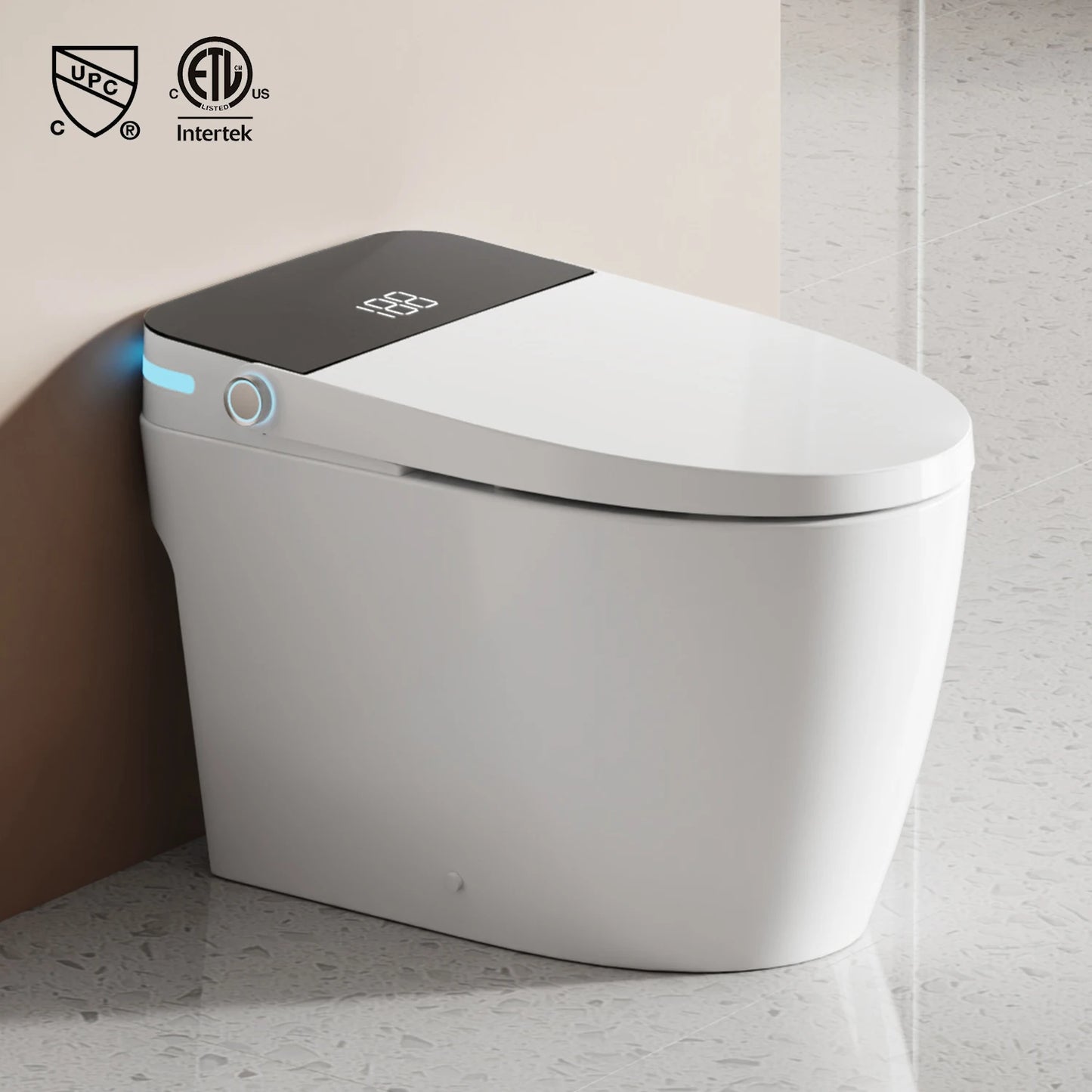 CUPC ETL Certified 110V US Standard Automatic Flush Water-Saving Elongated Smart Bidet Toilet with Remote Control