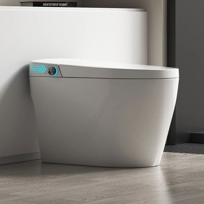 Modern Elongated Smart Toilet Remote Control Heated Seat Air Drying-Floor Mounted Ceramic S-trap 5 Year Warranty for Home Use