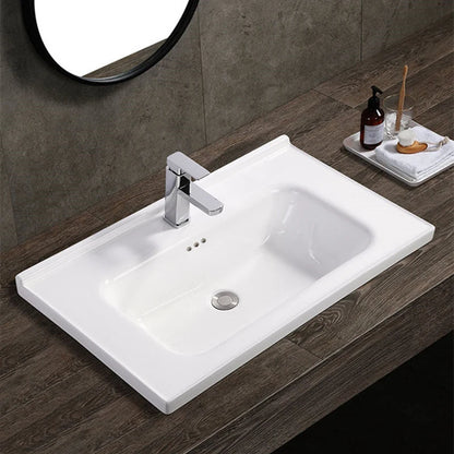 Modern White Rectangular Ceramic Porcelain Vanity Sink Cabinet Basin for Bathroom Washroom Hotel Above Counter Installation