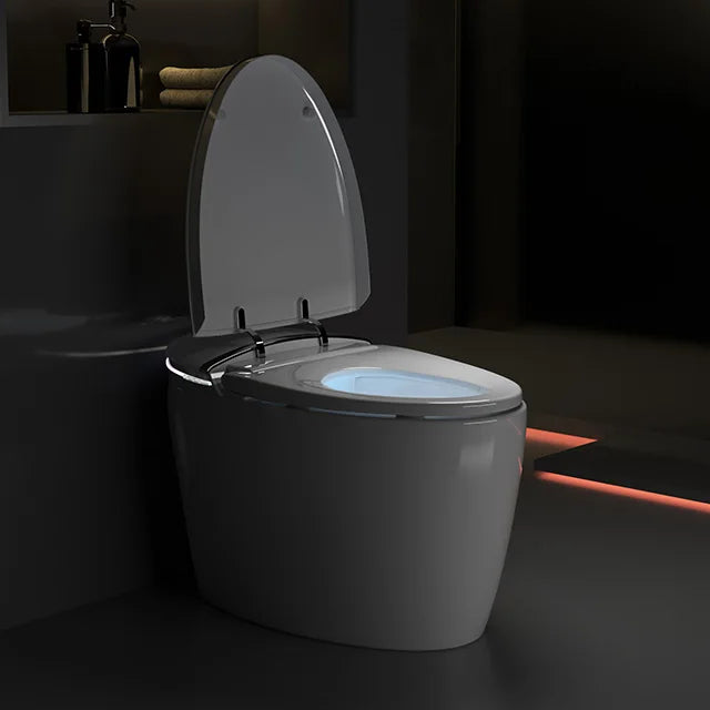 7002 Deluxe Ceramic Self Cleaning Electric Smart Bidet Toilet S-trap Drainage Heated Seat Dual-Flush Automatic Remote Control