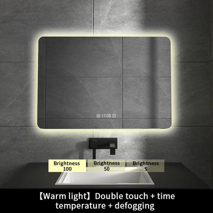 Sensor Switch Large Rectangular Vanity Mirror Anti Fog Bathroom Wall Mounted Frameless Smart Led Mirrors