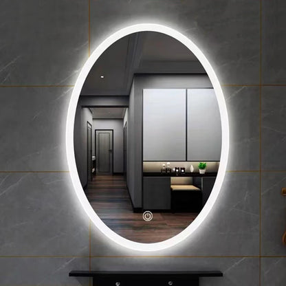 Anti Fog Sensor Touch Oval Led Shower Mirror Intelligent Modern Bath Wall Smart Mirror for Bedroom