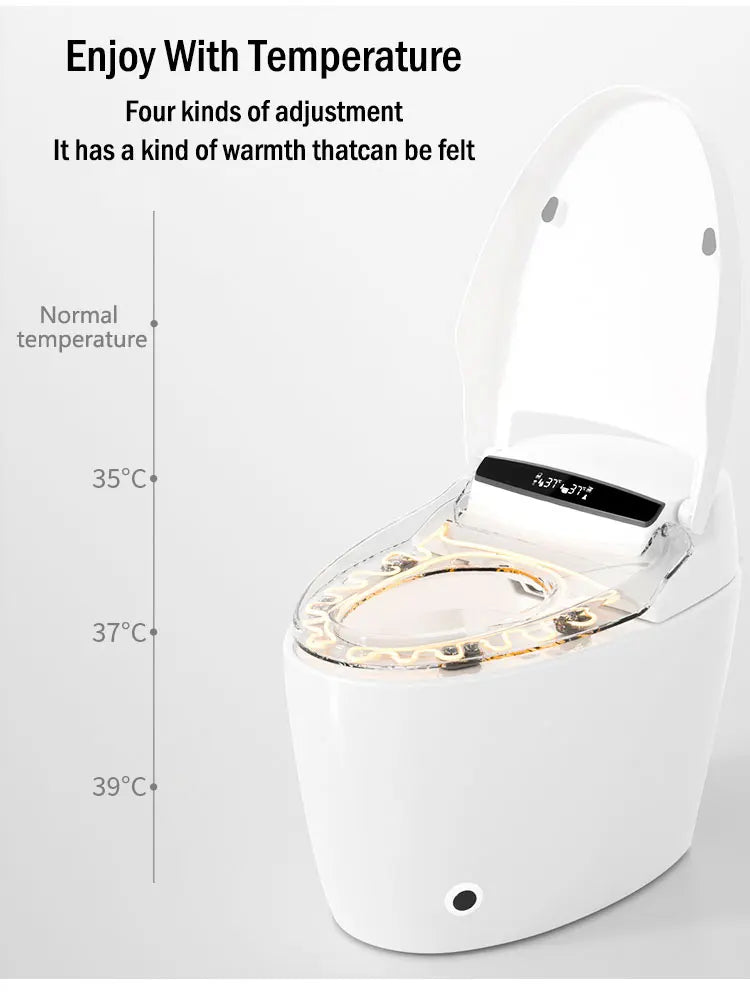High Quality Deluxe Version Automatic Self Cleaning Ceramic Smart Toilet with Remote Control Seat Heating S-trap Drainage Bidet