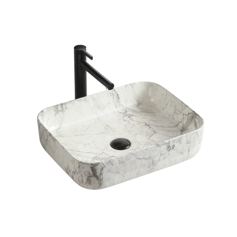 Decoration Small Rectangle Ceramic Bowl Sinks Countertop Marble Sink Wash Basin for Bathroom