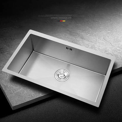 Stainless Steel Nano Wash Basin Single Bowl Undermount Kitchen Handmade Sink Silver-white Polished Modern Design Without Faucet