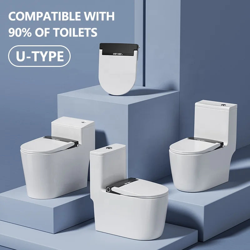Smart Ultra-Thin Electric Bidet Toilet Seat with Heating Cleaning Remote Control Plastic Elongated Seat Modern Design