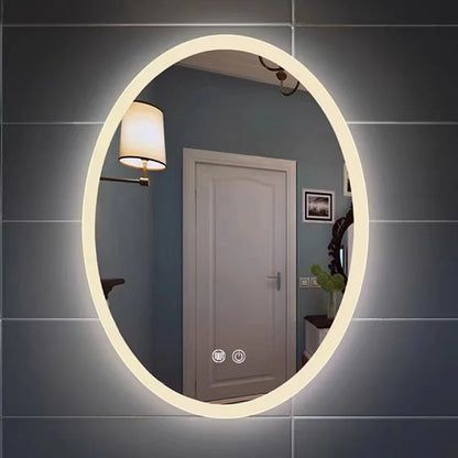 Anti Fog Sensor Touch Oval Led Shower Mirror Intelligent Modern Bath Wall Smart Mirror for Bedroom