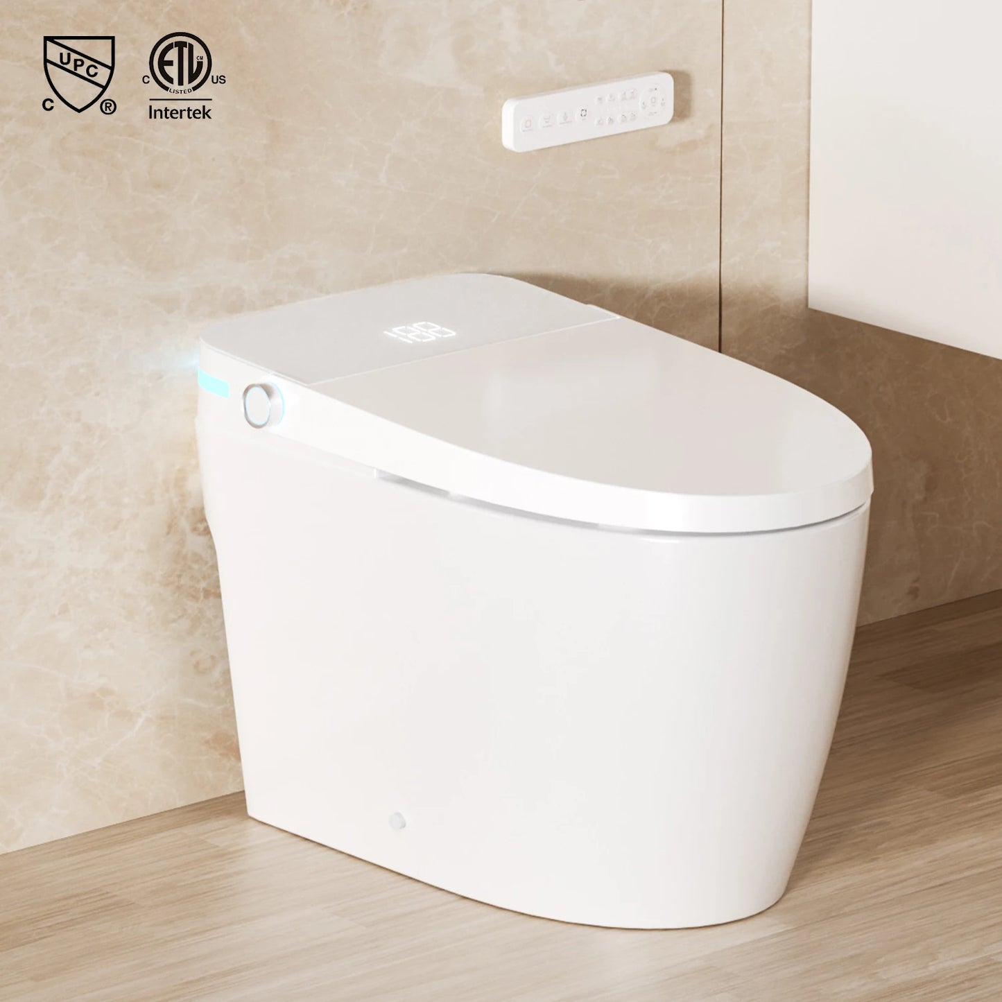 North American CUPC ETL Ceramic Floor Mounted Auto Sensor Intelligent Voice Control Bathroom One Piece Smart Toilet Commode