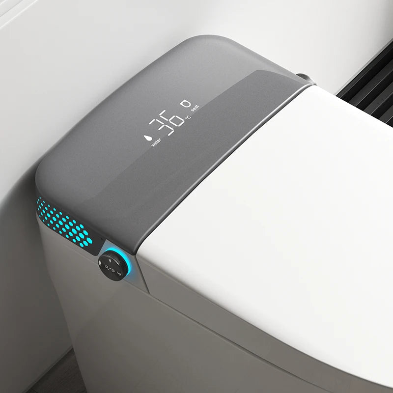 High Quality Automatic Ceramic Elongated Smart Toilet Remote Control Heated Seat Air-Drying Features S-trap Floor Mounted