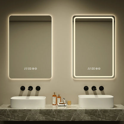 Luxury Modern Rectangle Wall Lighted Digital Led Illuminated Bath Mirror Large Frameless Smart Moisture Proof Hotel Use 60x80CM