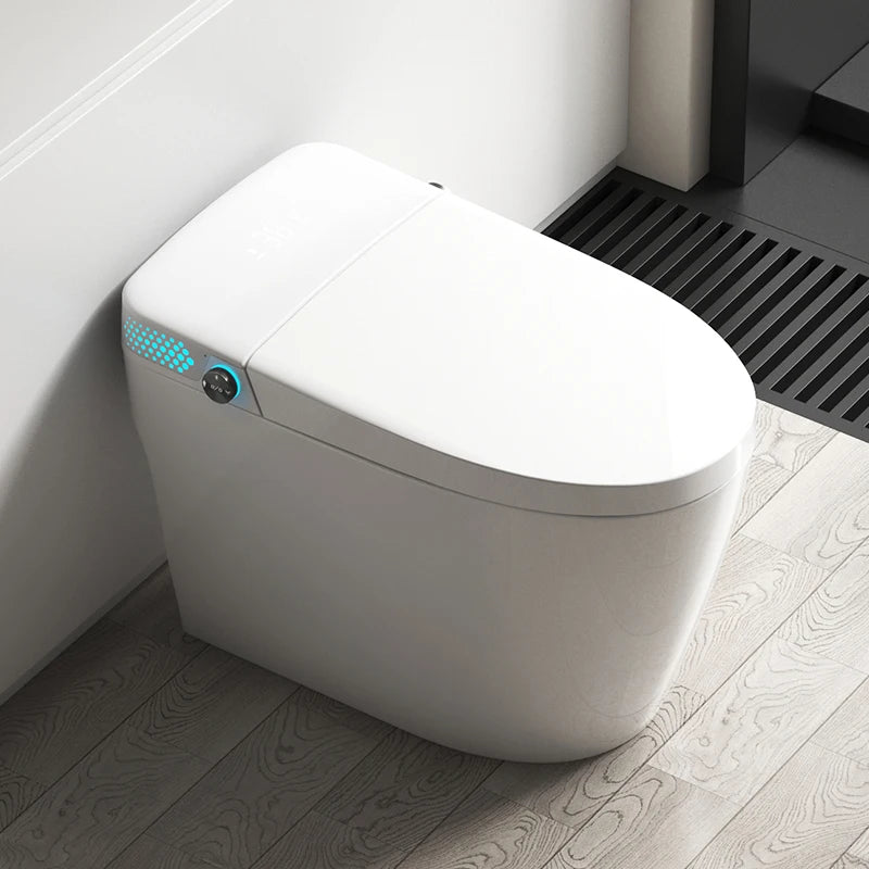 Modern Elongated Smart Toilet Remote Control Heated Seat Air Drying-Floor Mounted Ceramic S-trap 5 Year Warranty for Home Use