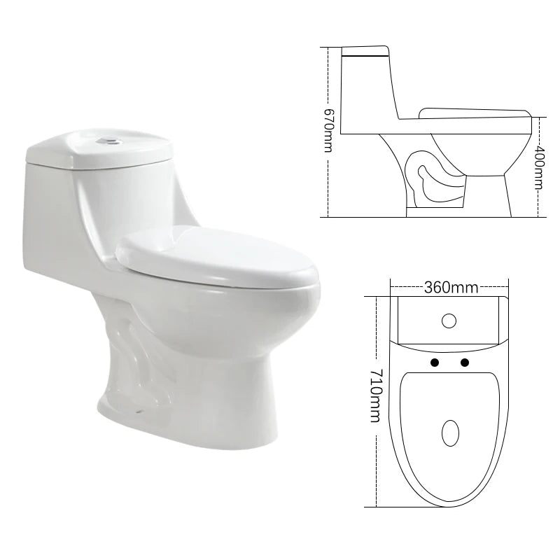 Cheap White Modern Dual-Flush S-Trap One Piece Ceramic Toilet Bowl with Soft Close Toilet Seat