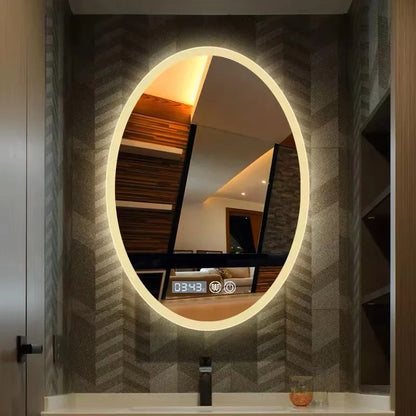Anti Fog Sensor Touch Oval Led Shower Mirror Intelligent Modern Bath Wall Smart Mirror for Bedroom