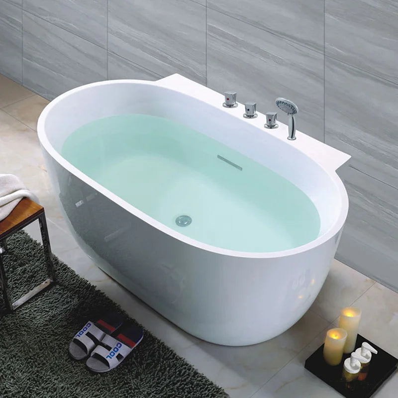 MUBI Fashion White Indoor Freestanding Soaking Bathtub Oval Bathroom Extra Large Bath Tub for Adults