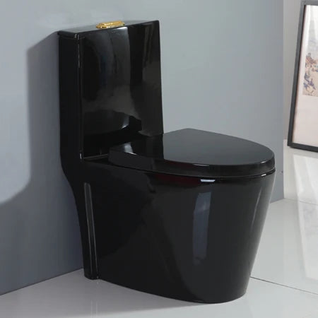 Hot Selling Hotel Modern One Piece Ceramic Black Toilet Floor Mounted Dual Flush S-trap