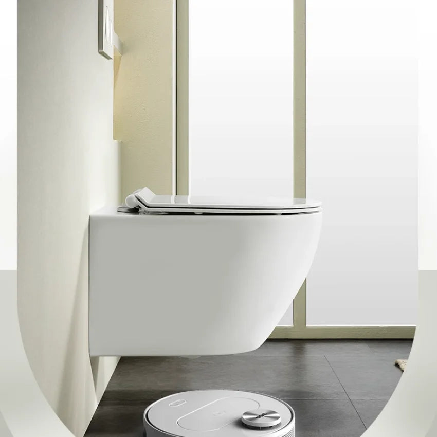 Rimless Water Closet Two Piece Wall Hang Ceramic Toilet Bowl Set Bathroom Wall Hung Toilet With Tank