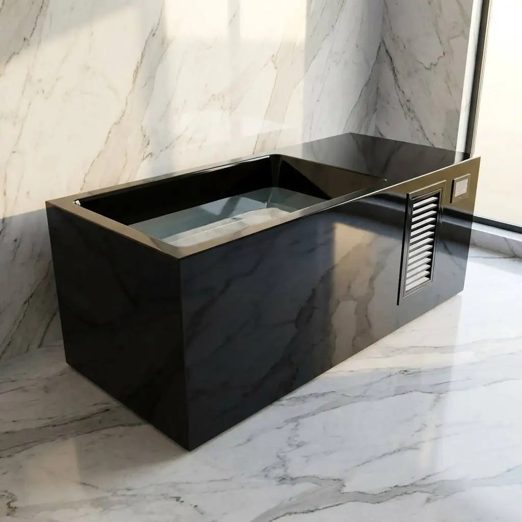Acrylic Freestanding Black Ice Bath Tub Commercial Athlete Muscle Recovery Cold Plunge Tub with Chiller