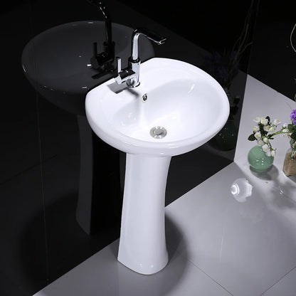 Cheap Price Modern Small Size Back to Wall Free Stand Ceramic Full Pedestal Round Basin Bathroom Sink