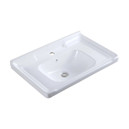 Modern Household Top Mount Rectangular Ceramic Sink for Hotel & Villa Washroom White Bathroom Hand Wash Basin
