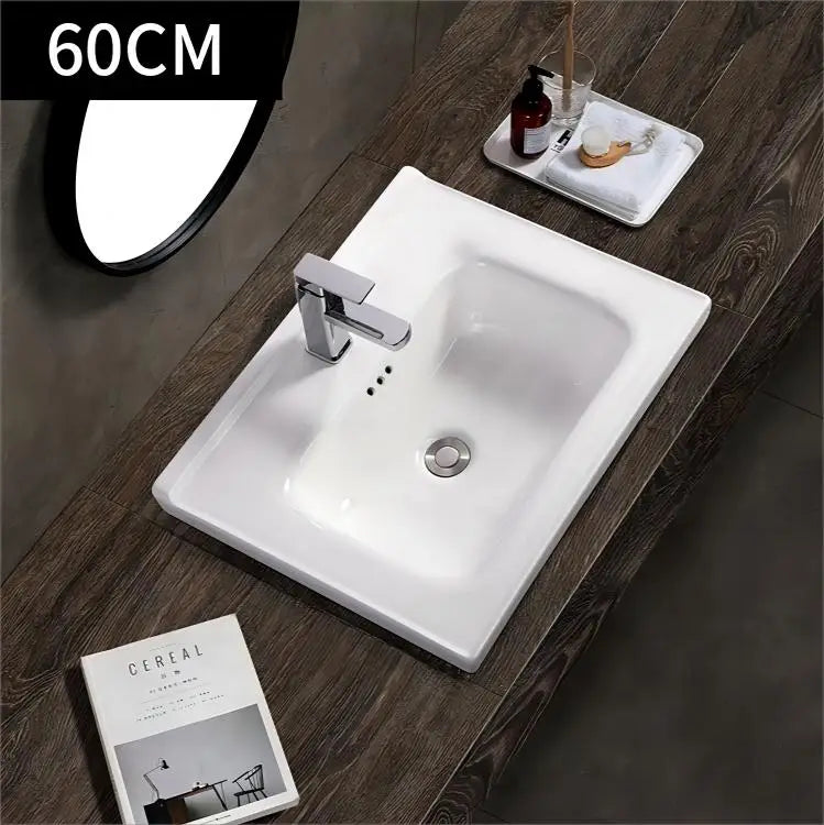 Factory Direct Sales Modern White Rectangle Ceramic Bathroom Vanity Cabinet Basin for Villa & Apartment