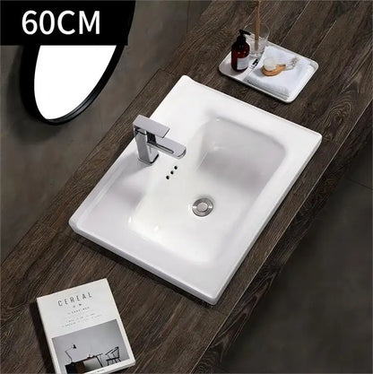 Factory Direct Sales Modern White Rectangle Ceramic Bathroom Vanity Cabinet Basin for Villa & Apartment