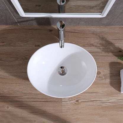 Modern Hot Sale White Oval Shape Vessel Sink Table Top Bathroom Ceramic Sanitary Wares Art Wash Basin Easy Clean Top Mounted