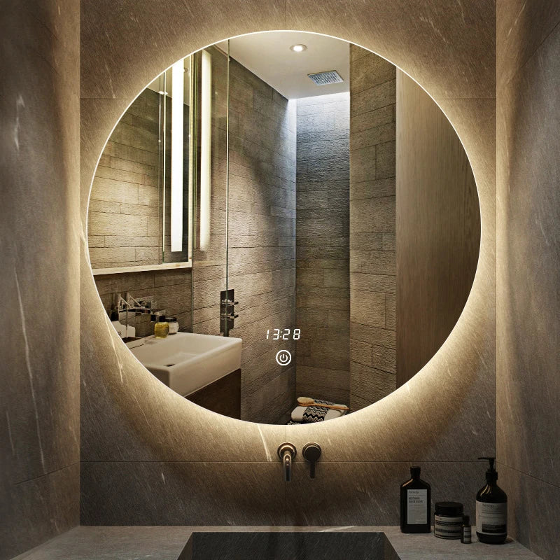 Modern Illuminated Bathroom Hanging Wall Bluetooth Smart Mirror Aluminum Alloy Frames Touch Sensor Defog LED Moisture Apartment