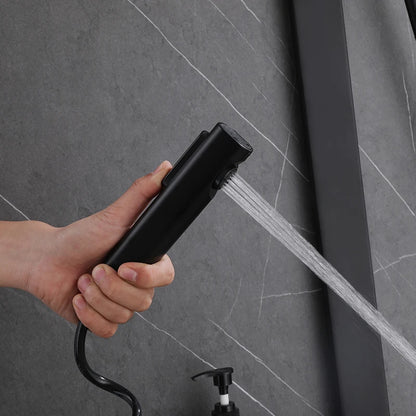 MUBI Luxury Bathroom Stainless Steel Rain Shower Set Wall Mounted Black Thermostatic Smart Digital Dual Handle Slide Bar Shower