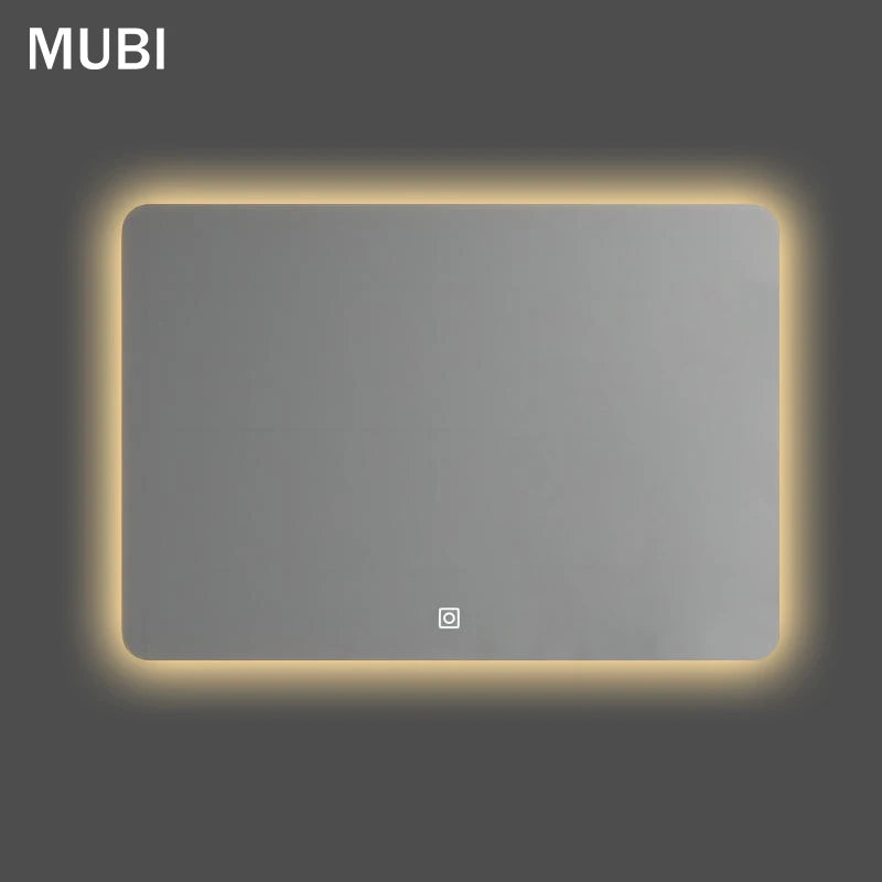 80*60 Rectangle Led Spiegel Illuminated Frameless Smart Adjustable Color Temperature Moisture Proof Bathroom Hotel Use Mirror