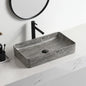 High Quality Bathroom Grey Rectangular Marbled Easy Clean Modern Ceramic Top Mounted Counter Top Sink Wash Basin