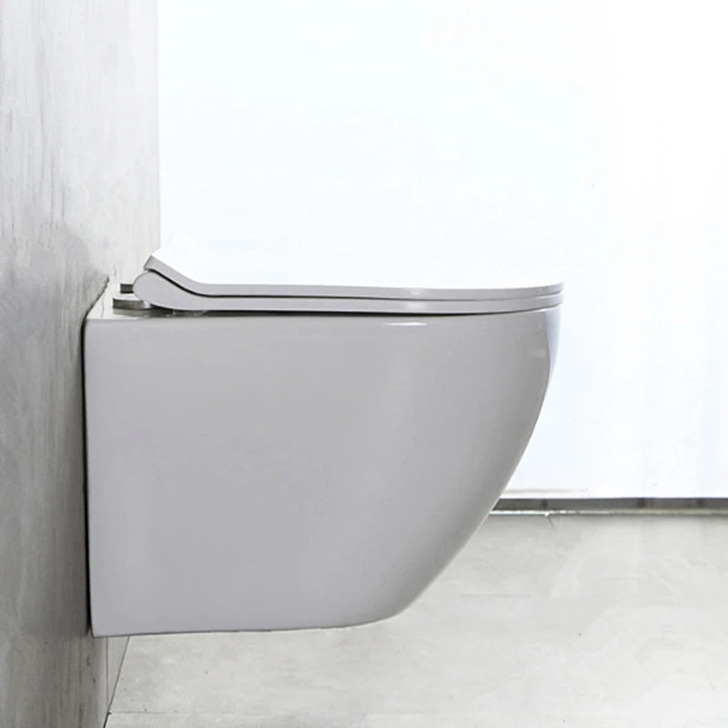 Wall Hung Toilet with P-Trap Ceramic Rimless Bowl Dual-Flush Slow Closing Bidet Concealed Tank Gravity Flushing