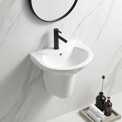 Bathroom Wall Hang Hand Wash Basin Sink White Ceramic Two Piece Half Pedestal Basin