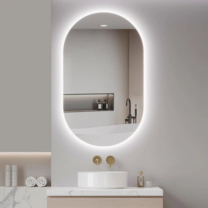 Modern Design Smart Wall Mirror Arch Shape with LED Illuminated Touch Control Moisture Proof for Home Apartment Villa Bathroom