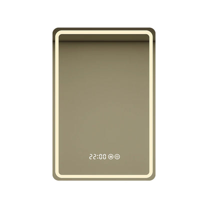 Luxury Modern Rectangle Wall Lighted Digital Led Illuminated Bath Mirror Large Frameless Smart Moisture Proof Hotel Use 60x80CM