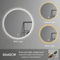 60cm Modern Illuminated Bathroom Mirror with Adjustable Color Temperature LED Light Smart Mirror Moisture Proof Wall Mounted
