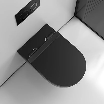 Rimless Water Closet P Trap Ceramic Two Piece Black Toilet Bowl Bathroom Wall Hung WC Toilet Set