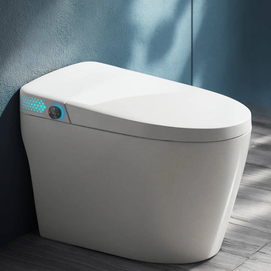 Modern Elongated Smart Toilet Remote Control Heated Seat Air Drying-Floor Mounted Ceramic S-trap 5 Year Warranty for Home Use
