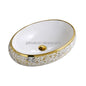 Luxury Golden Vanity Table Top Wash Basin Ceramic Art Oval Lavabo Electroplated Bathroom Vessel Sink