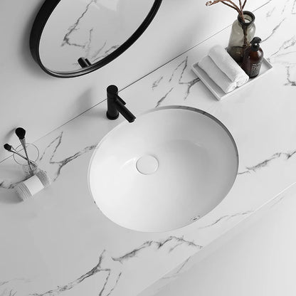 Recessed Undermount Bathroom Ceramic Oval Washroom Cabinet Under Counter Wash Basin Sink