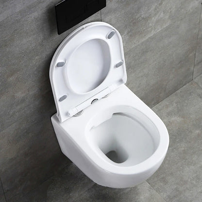Wall Hung Toilet with P-Trap Ceramic Rimless Bowl Dual-Flush Slow Closing Bidet Concealed Tank Gravity Flushing