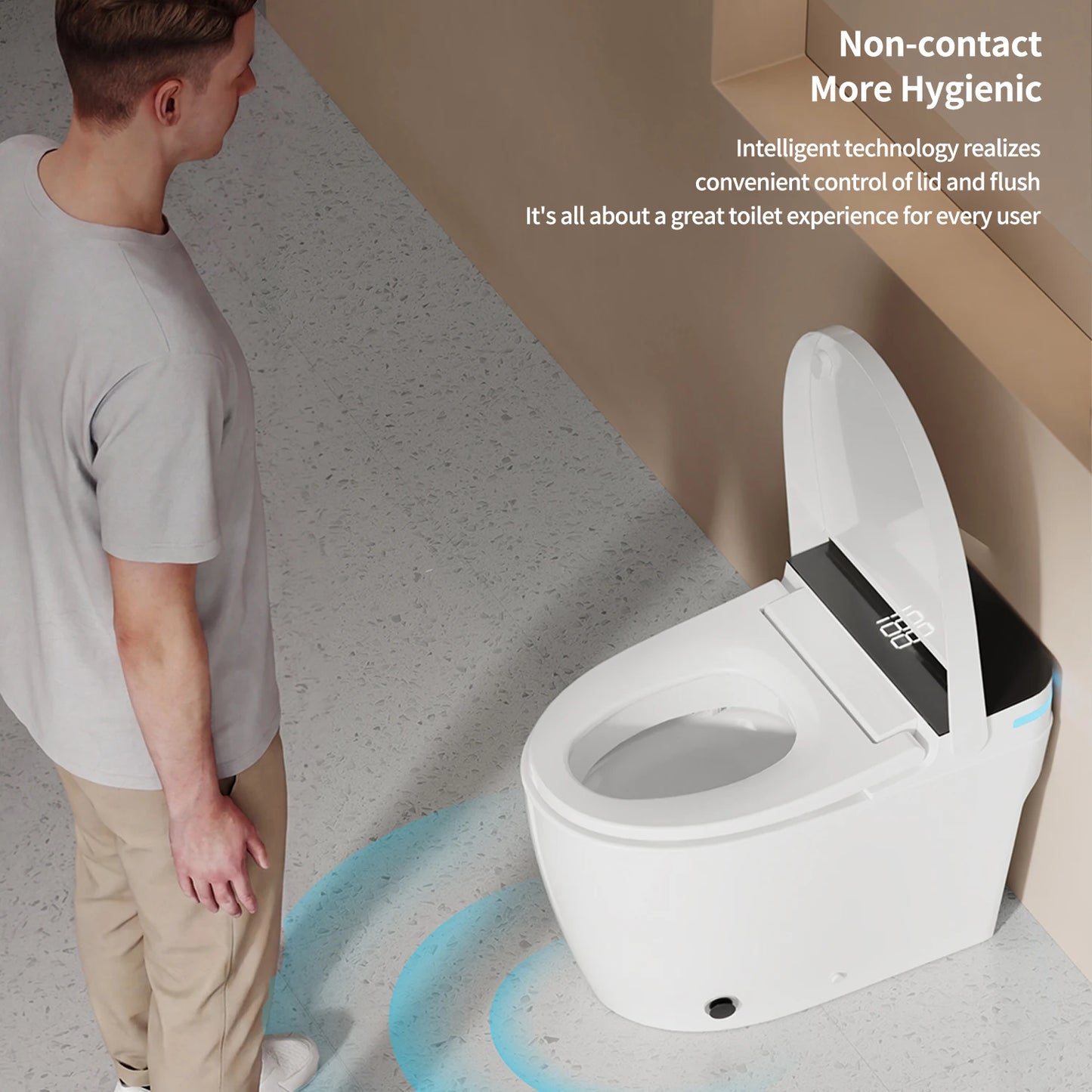 CUPC ETL Certified 110V US Standard Automatic Flush Water-Saving Elongated Smart Bidet Toilet with Remote Control