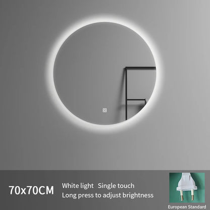 American Standard 700mm Frameless Round Bathroom LED Wall Mounted Smart Mirror Illuminated for Hotels
